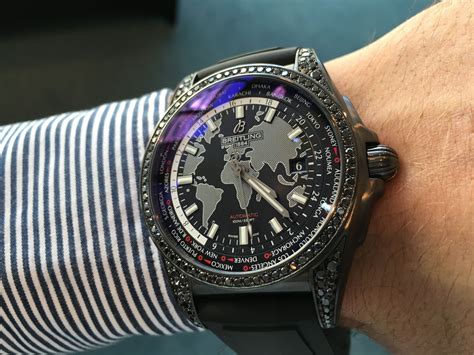 breitling black leather|Breitling black diamond watch.